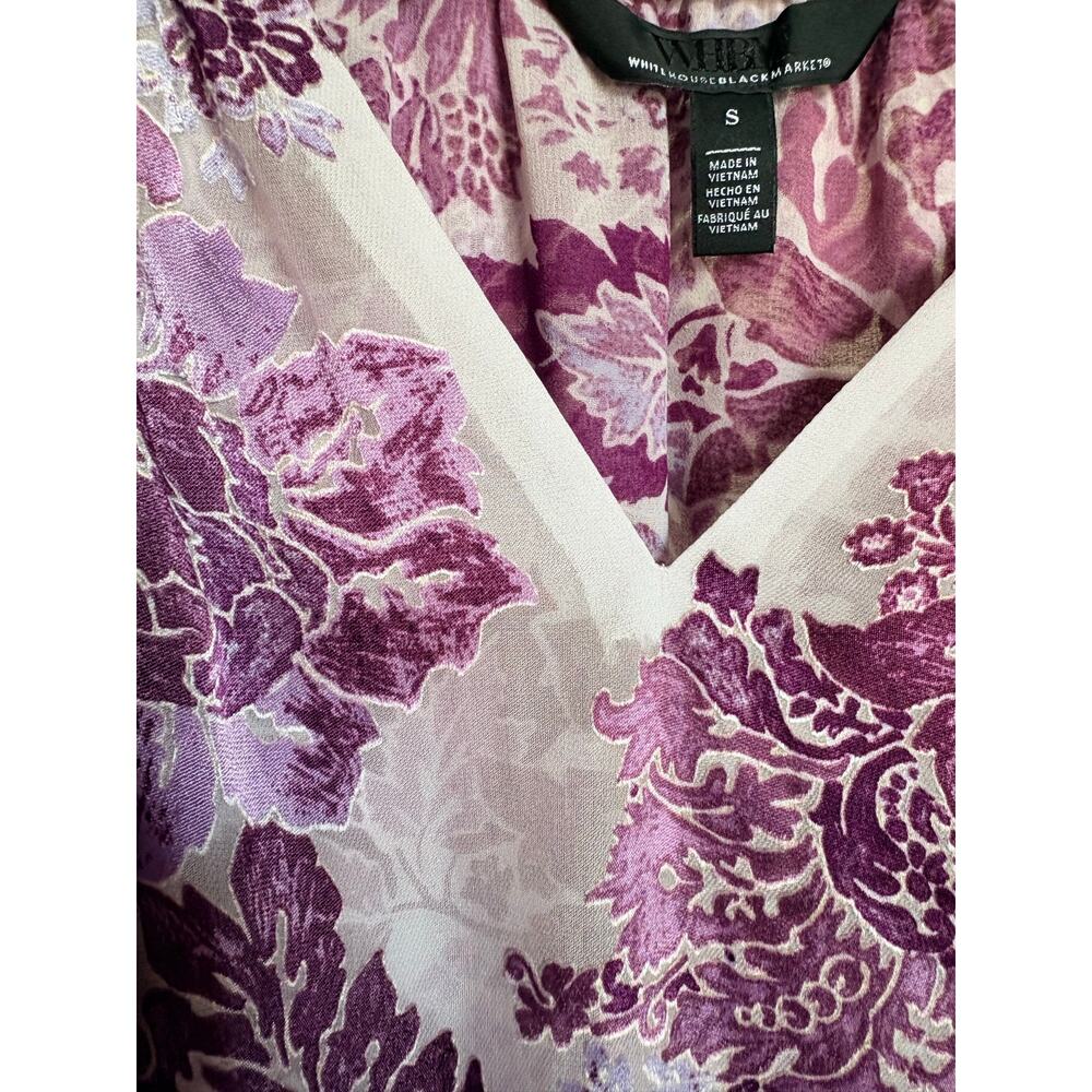 WHBM Silk Burnout Sheer Paisley Blouse Long Sleeve Small Boho Romantic Goth - Picture 3 of 6